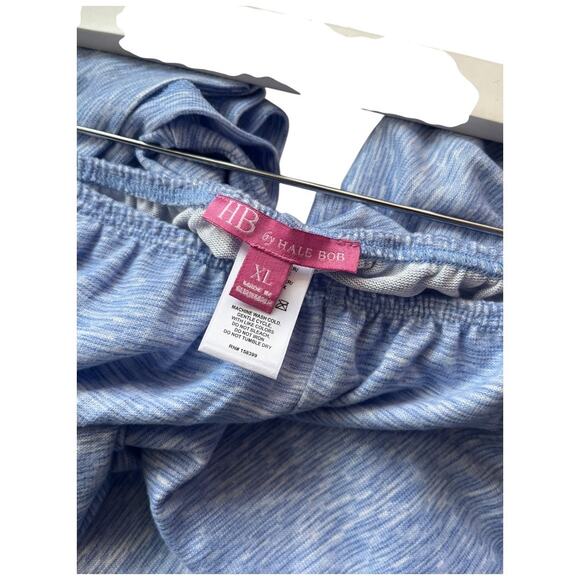 HB by Hale Bob heather blue pajama sleep set tie & button up pull on pant XL NWT - Picture 4 of 6